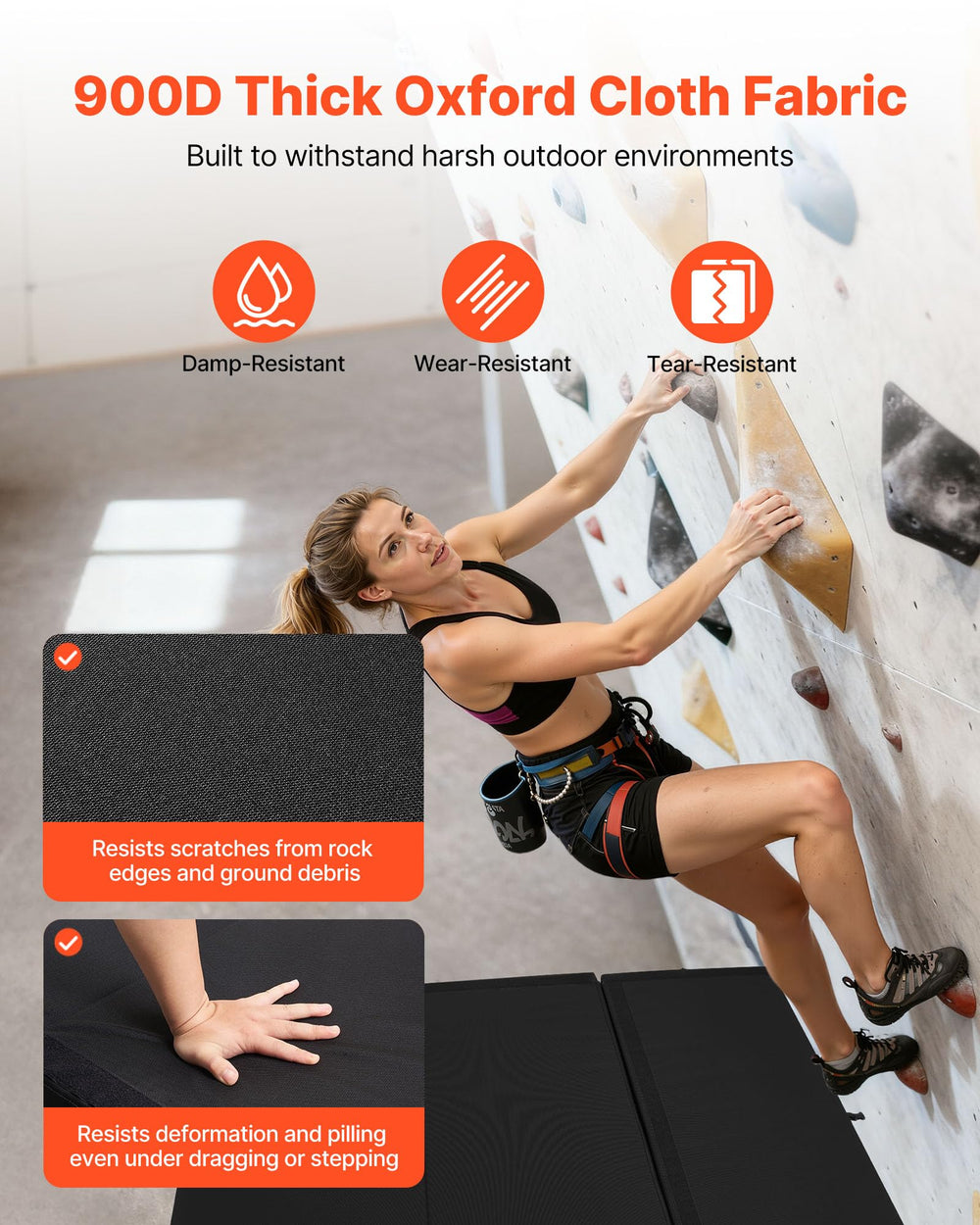 VEVOR bouldering crash pad side handle for easy transport between climbs