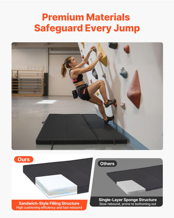 VEVOR bouldering crash pad textured bottom grips ground to prevent slips during climbs