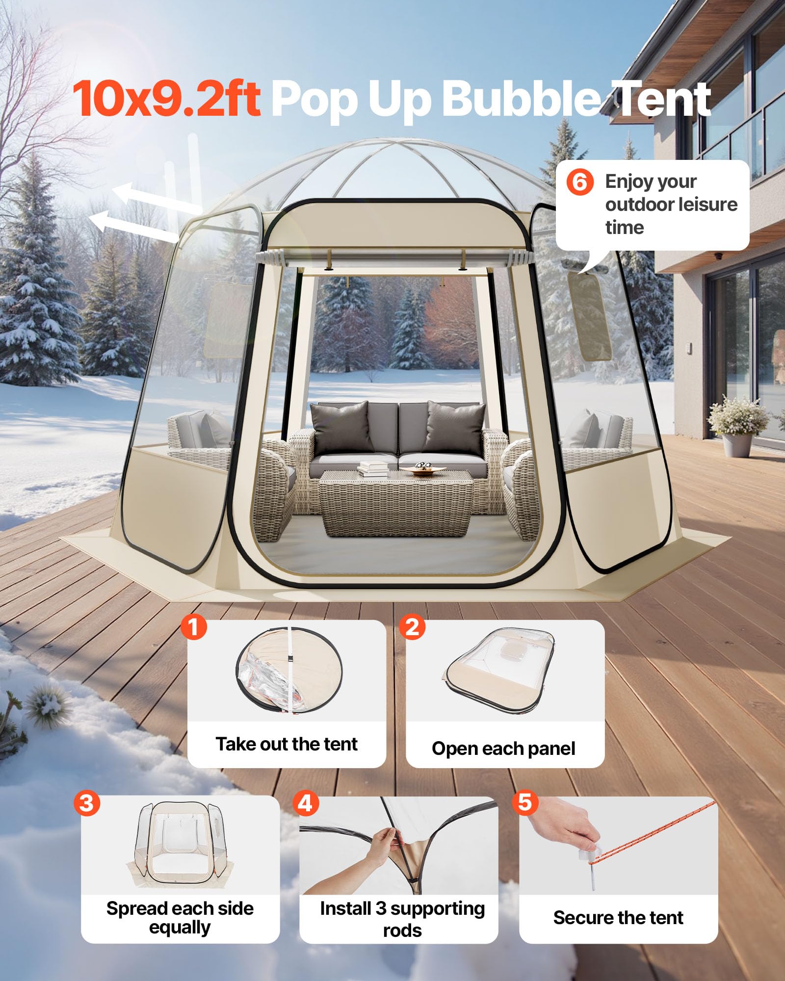 VEVOR bubble tent offers 540-degree panoramic view outdoors