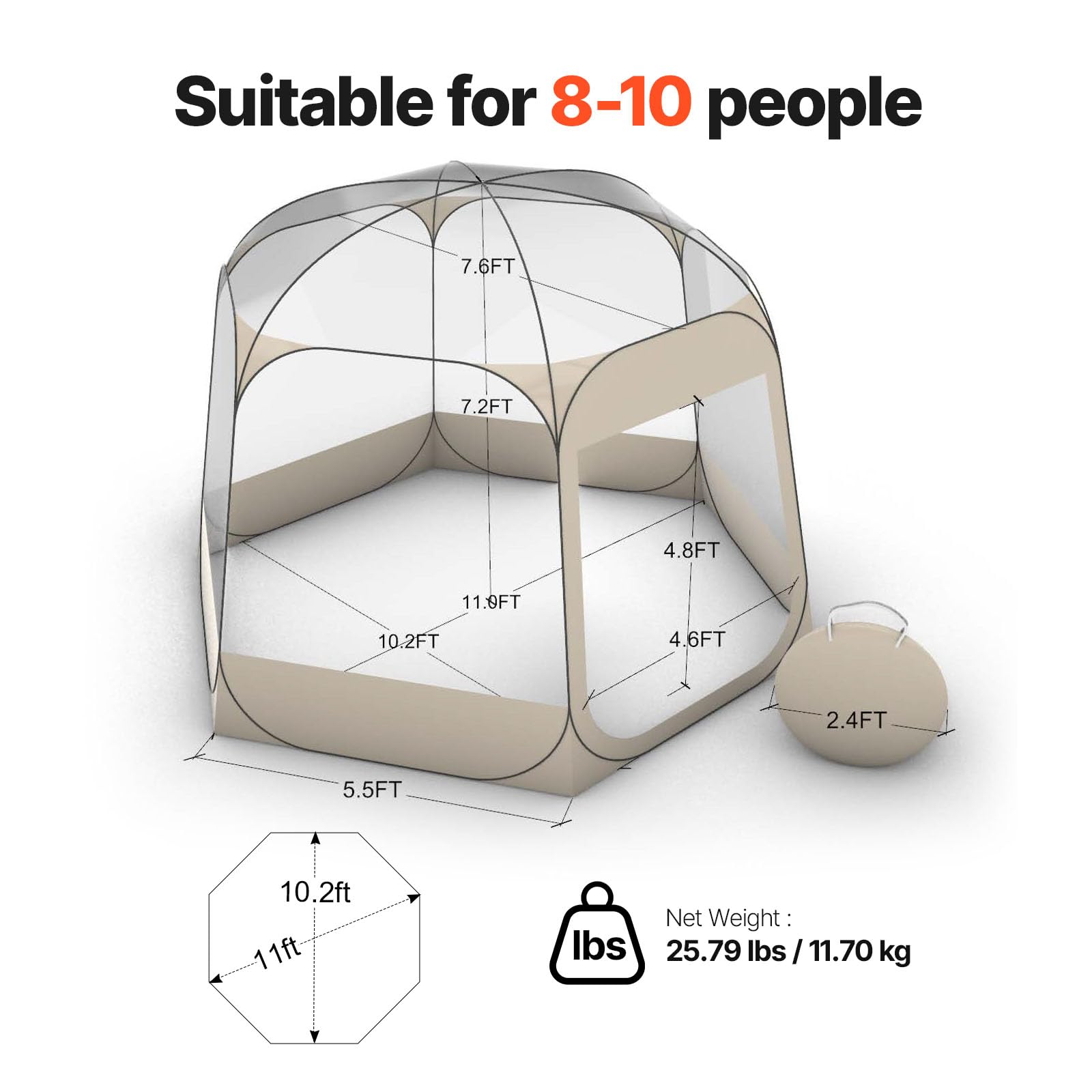 VEVOR bubble tent includes a carry bag for easy storage and portability.