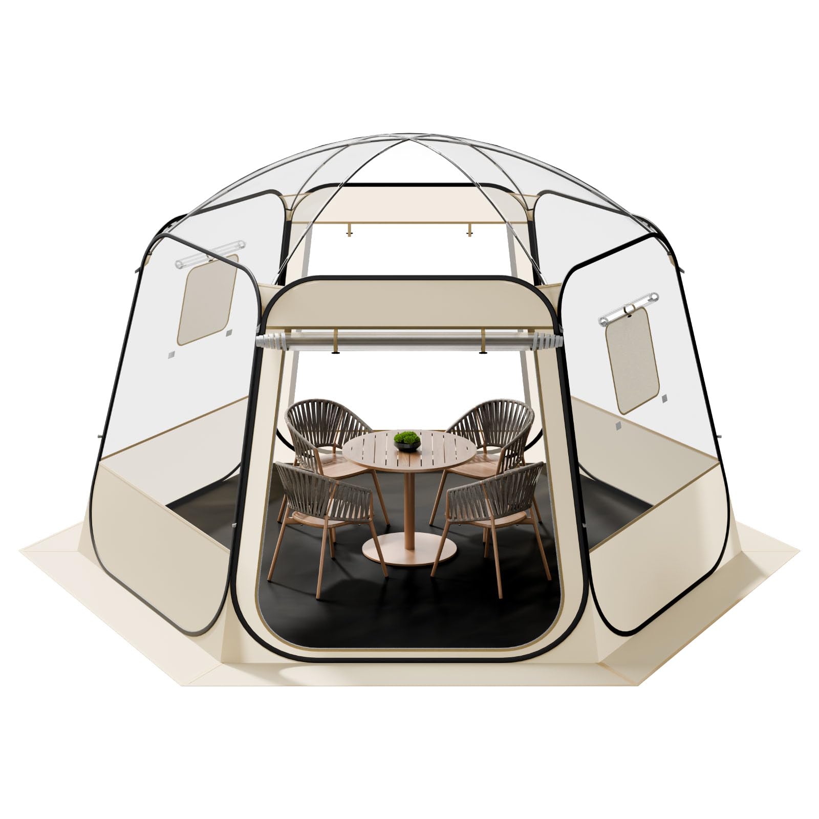 VEVOR bubble tent remains visible at night thanks to luminous ground stakes.