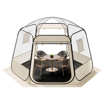 VEVOR bubble tent remains visible at night thanks to luminous ground stakes.