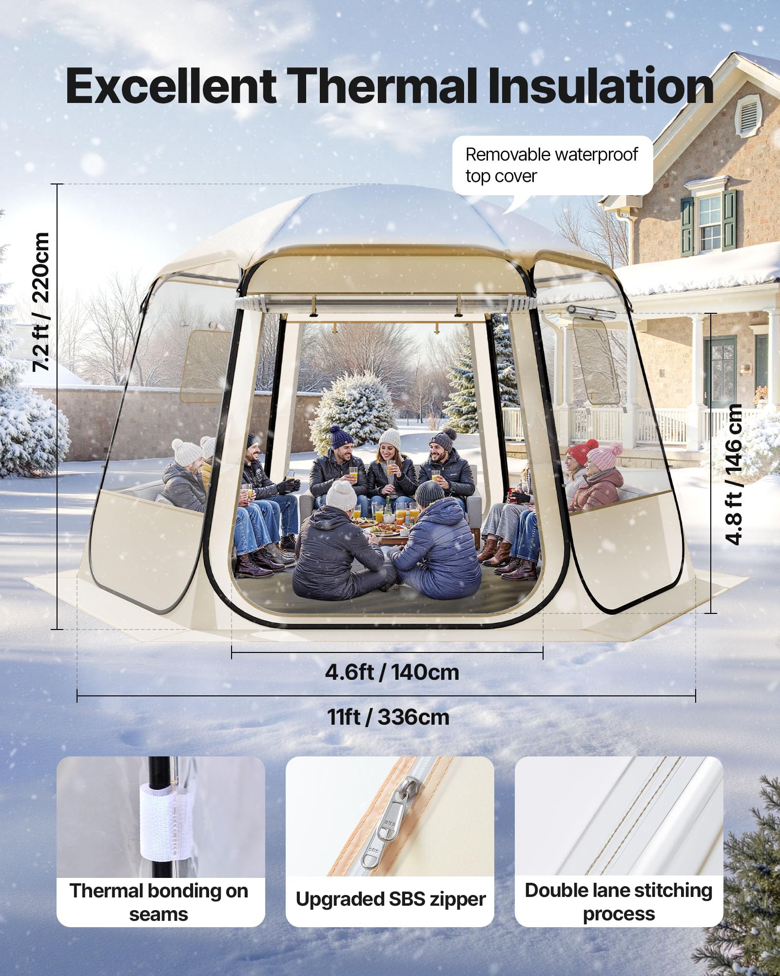 VEVOR bubble tent quick pop-up setup enables hassle-free outdoor sessions.