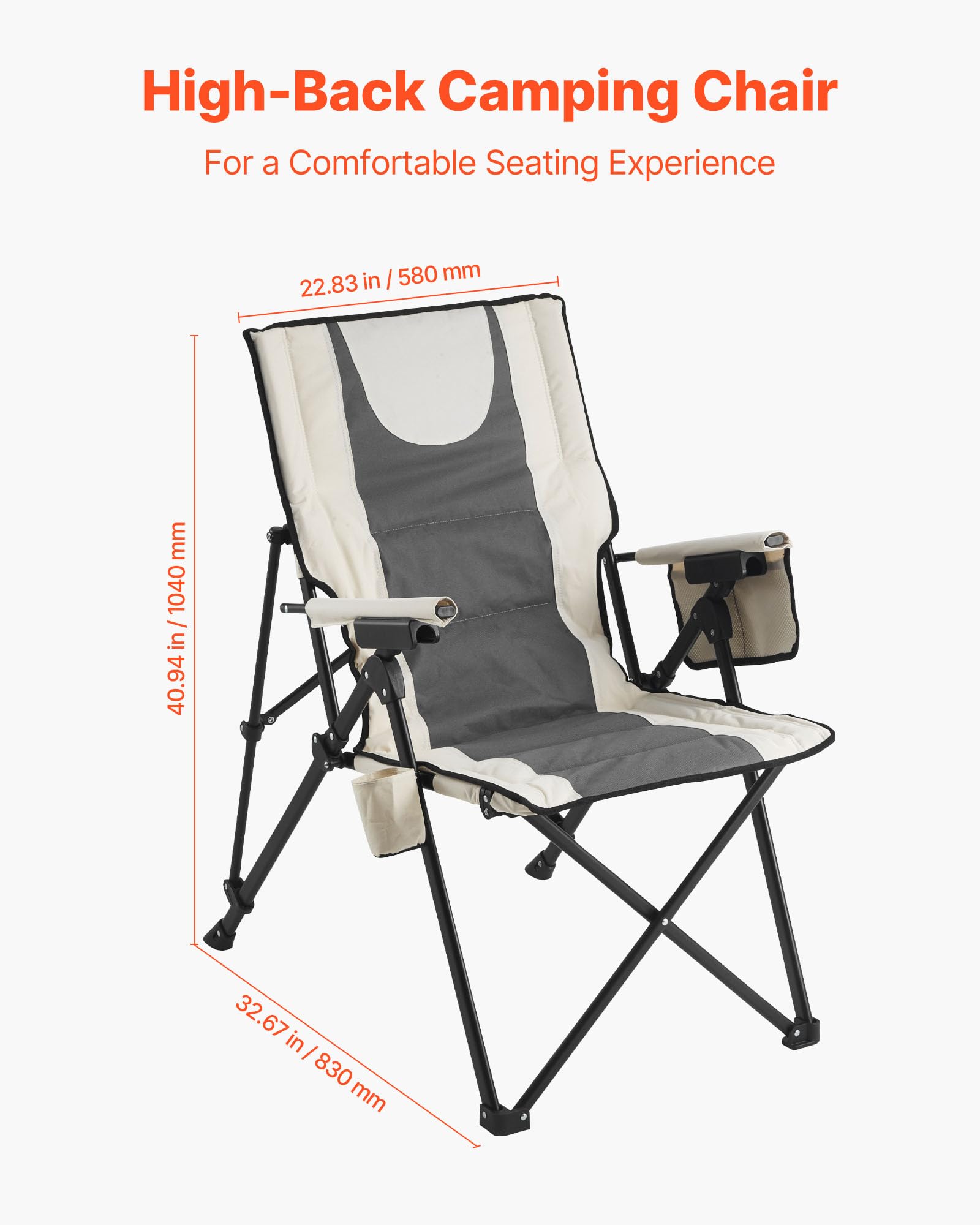 VEVOR camping chair with iron frame supports up to 260 lbs