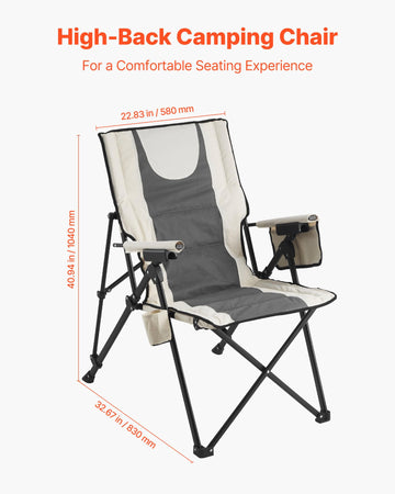 VEVOR camping chair with iron frame supports up to 260 lbs