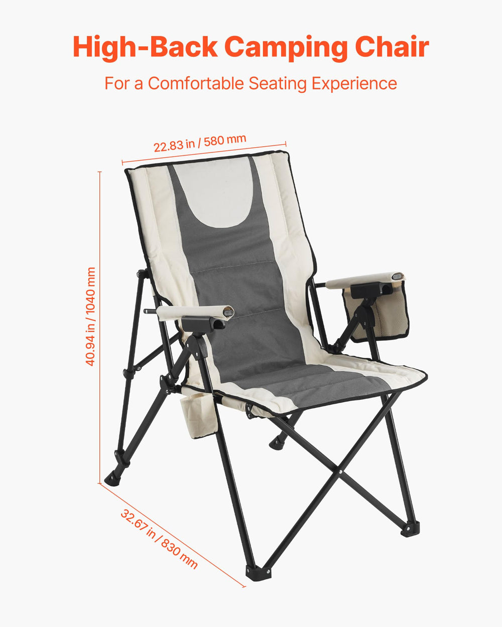 VEVOR camping chair with iron frame supports up to 260 lbs