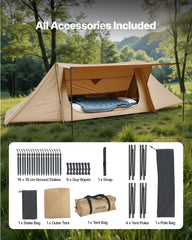VEVOR Camping Hot Tent dual-door design provides wind protection and airflow.