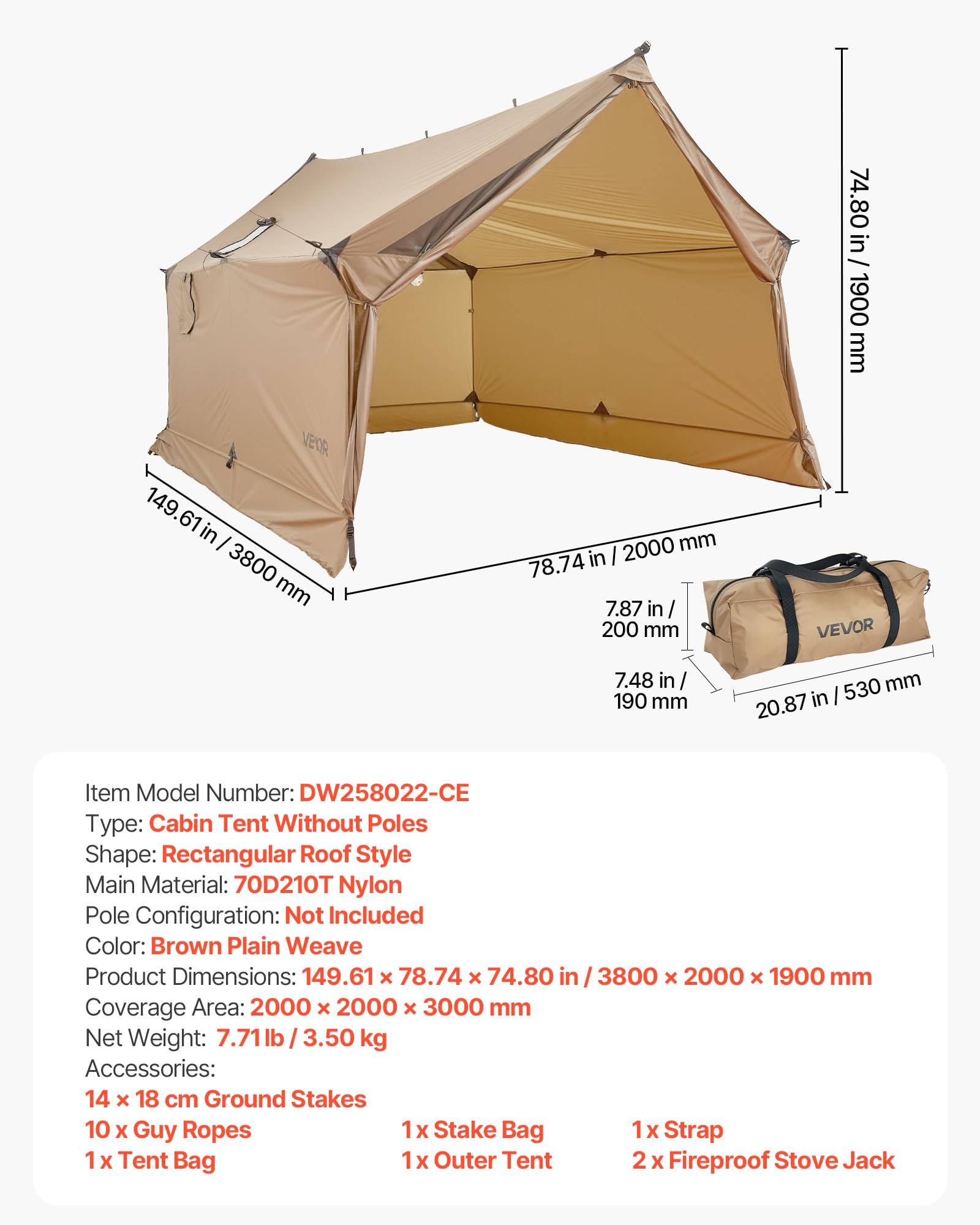 VEVOR pole-free setup speeds assembly on uneven ground