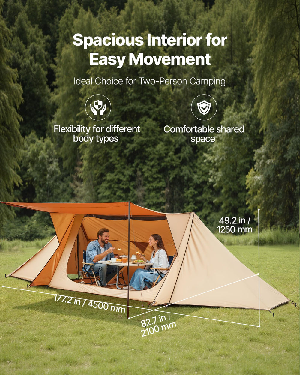 VEVOR Camping Hot Tent stove jack area enables warmth for cold nights on trips.