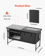 VEVOR camping kitchen table with aluminum-countertop for durable outdoor use.