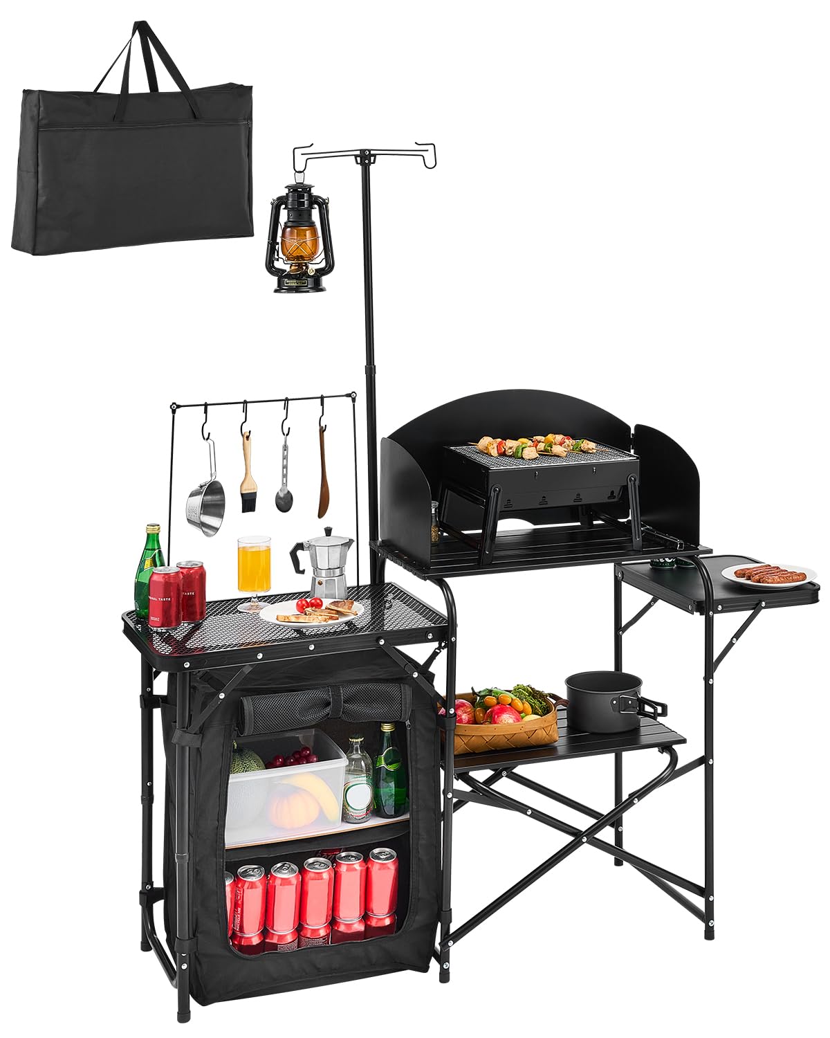 VEVOR camping kitchen table with aluminum top for durable outdoor cooking