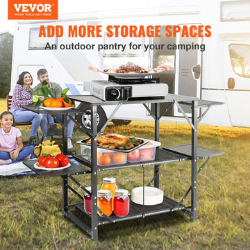 VEVOR table features cupholders to prevent spills during meals.