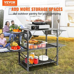 VEVOR table features cupholders to prevent spills during meals.