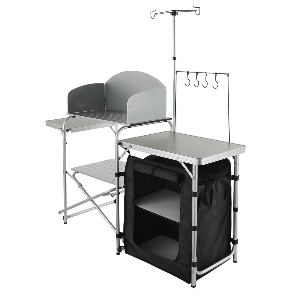 VEVOR camping kitchen table durable aluminum frame and MDF countertop.