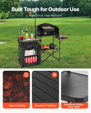 VEVOR camping kitchen table reinforced X-shaped frame for stability