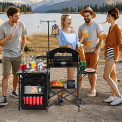 VEVOR camping kitchen table storage compartments organize utensils and ingredients