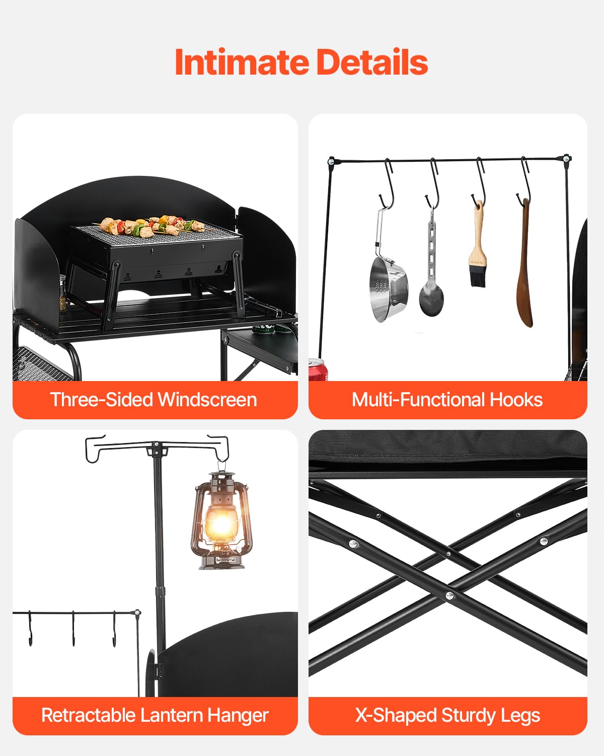 VEVOR camping kitchen table three-side windscreen preserves flame and heat