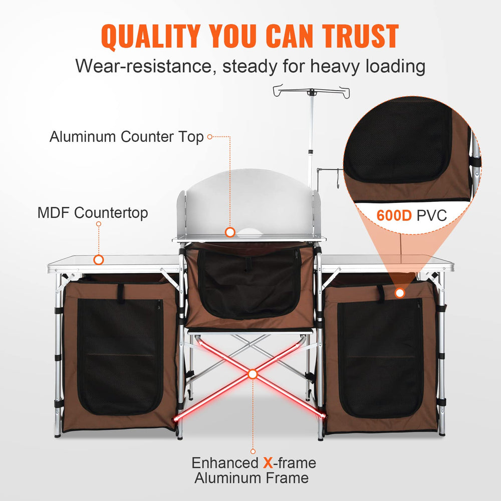 VEVOR camping kitchen table with carrying bag for travel convenience.