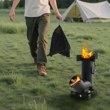 VEVOR camping rocket stove durable-carbon-steel frame endures high heat