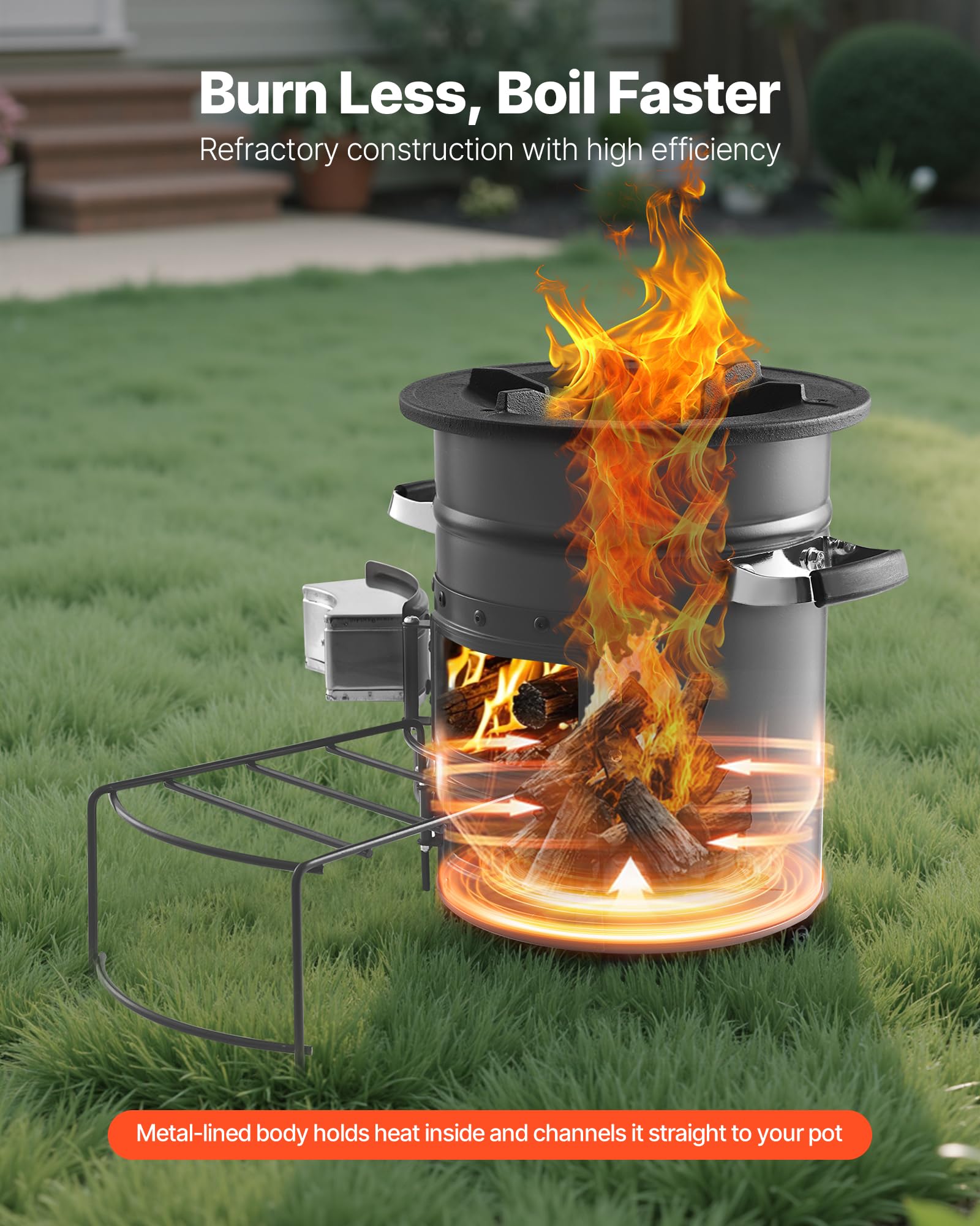 VEVOR rocket stove fireproof inner lining resists heat during long use
