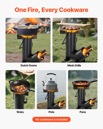 VEVOR camping rocket stove in bag shows easy transport and storage
