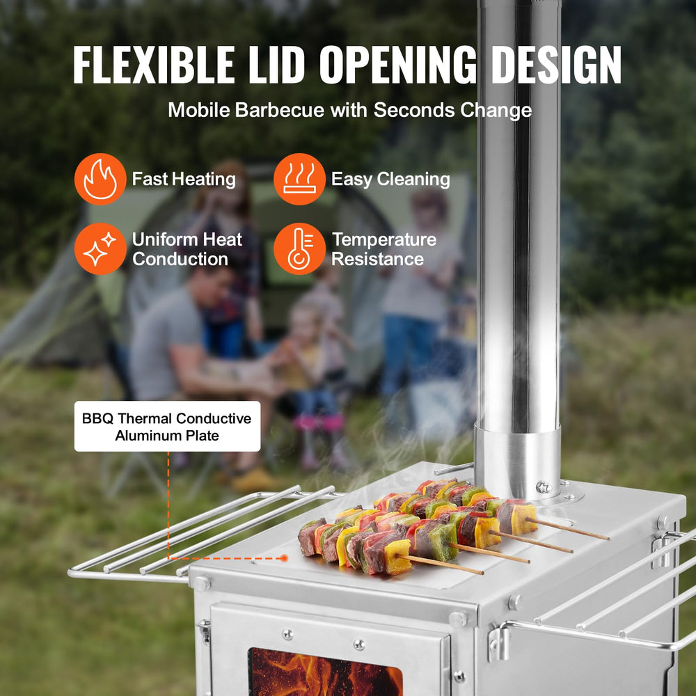 VEVOR camping stove 8x12 shelves maximize cooking and drying space.