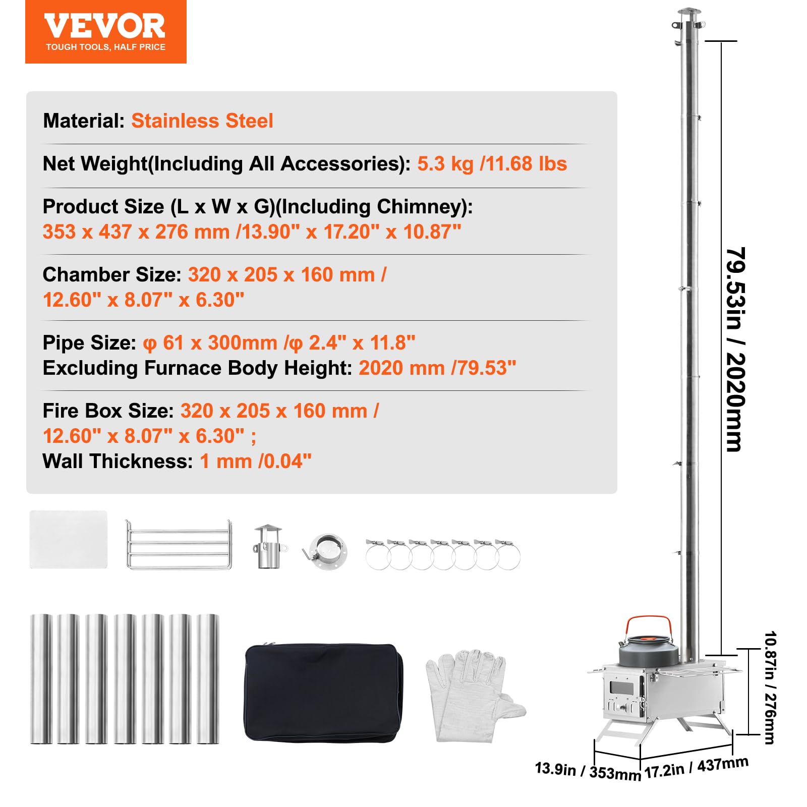 VEVOR camping stove ashtray keeps the cooking area tidy.