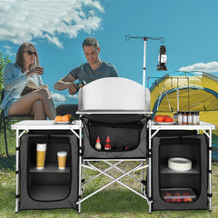VEVOR camping table with storage compartments keeps tools organized on the go