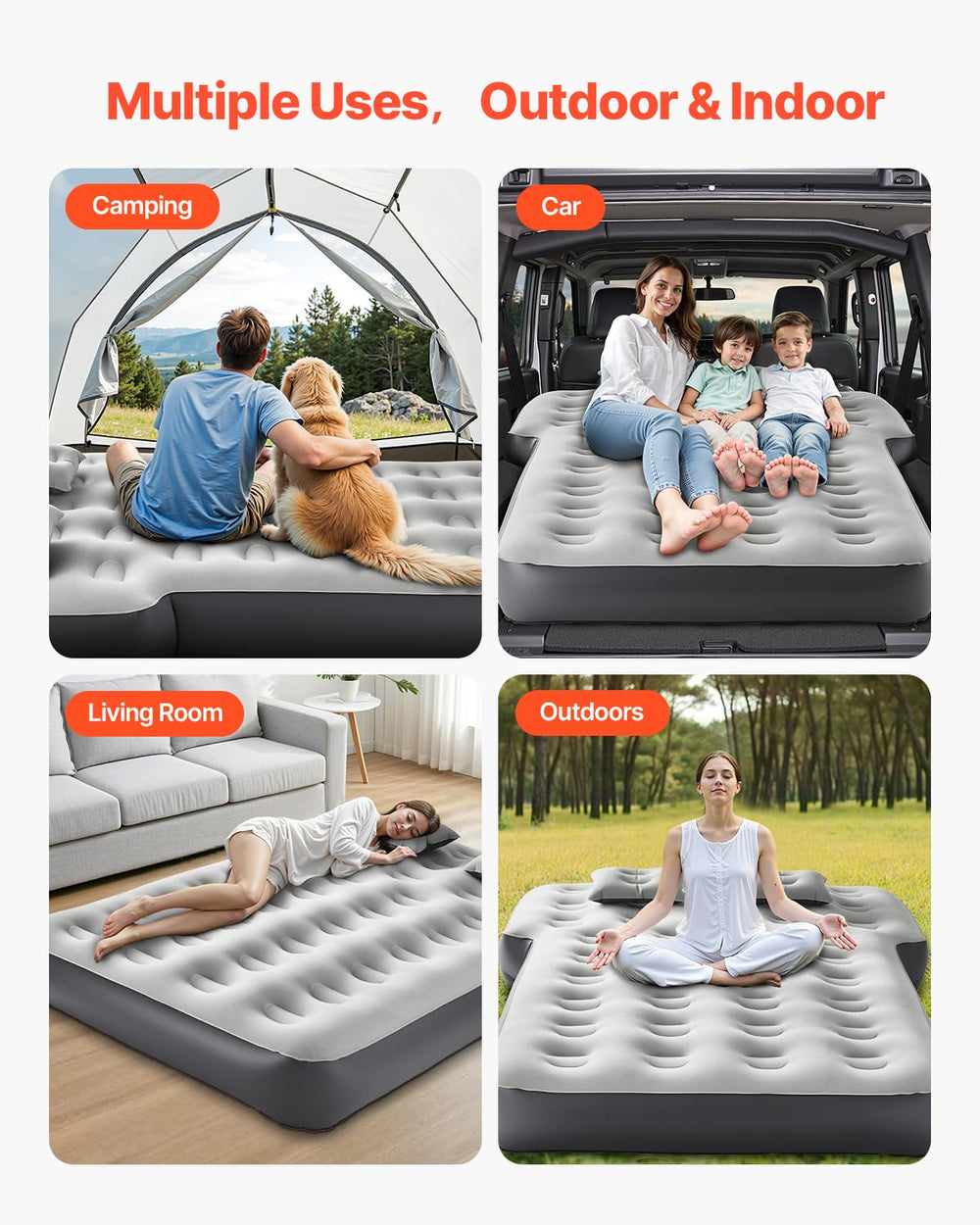 VEVOR car air mattress durable PVC construction resists wear and cleans easily