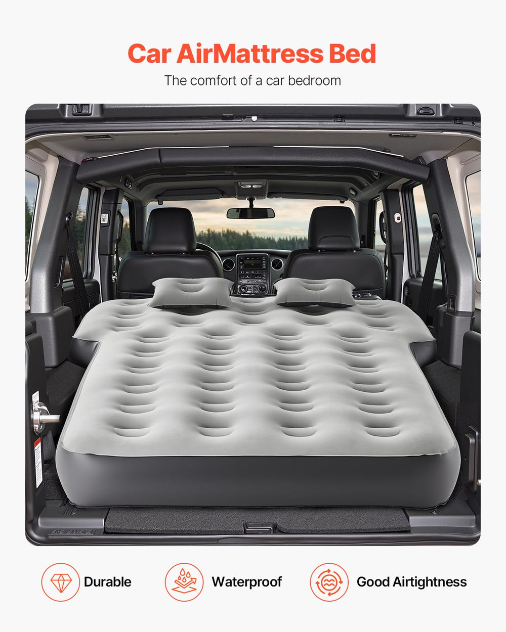 VEVOR car air mattress flocked surface for soft, cozy camping nights
