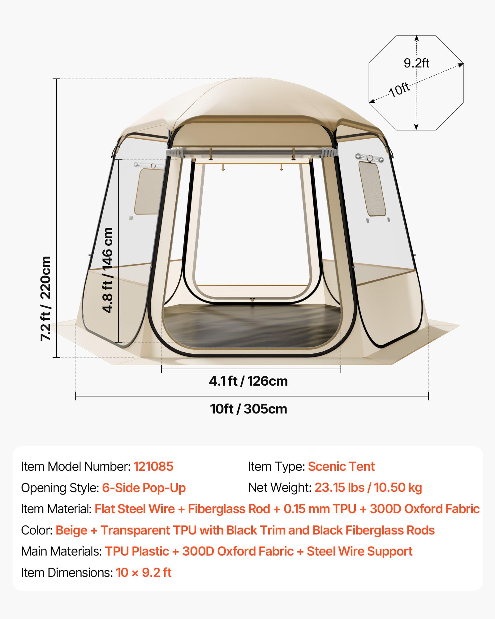 VEVOR carry bag enables easy transport of the bubble tent