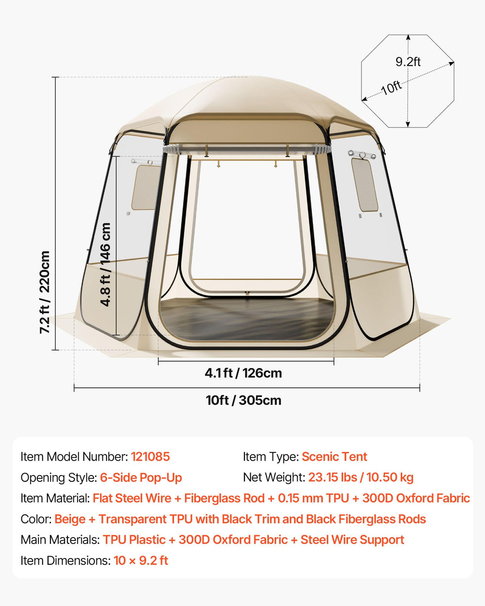 VEVOR carry bag enables easy transport of the bubble tent