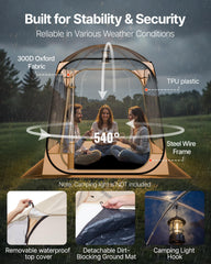 Clear tent with dual roll-up windows for adjustable ventilation