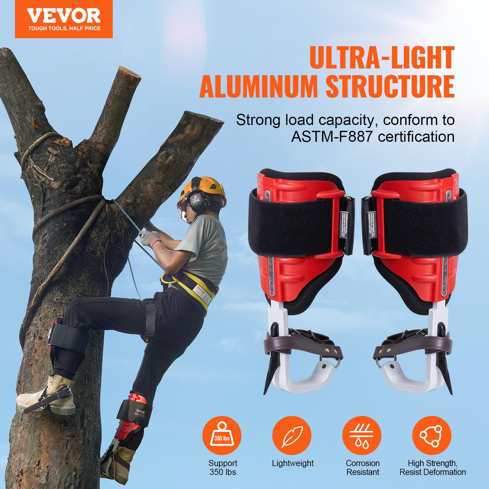 VEVOR climbing spikes with padded EVA cushioning for comfortable wear.