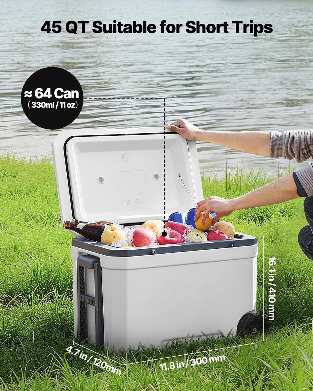 VEVOR cooler with side handle and wheels for easy transport