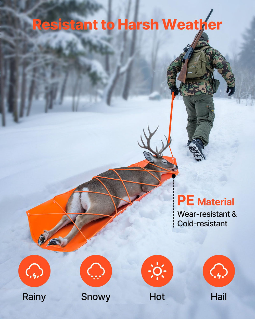 VEVOR Deer Drag Sled smooth surface for simple cleaning