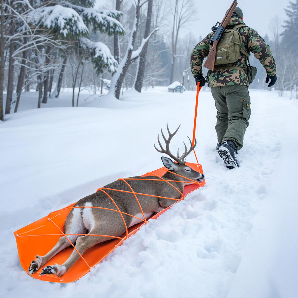 VEVOR Deer Drag Sled in hunting and ice fishing scenarios