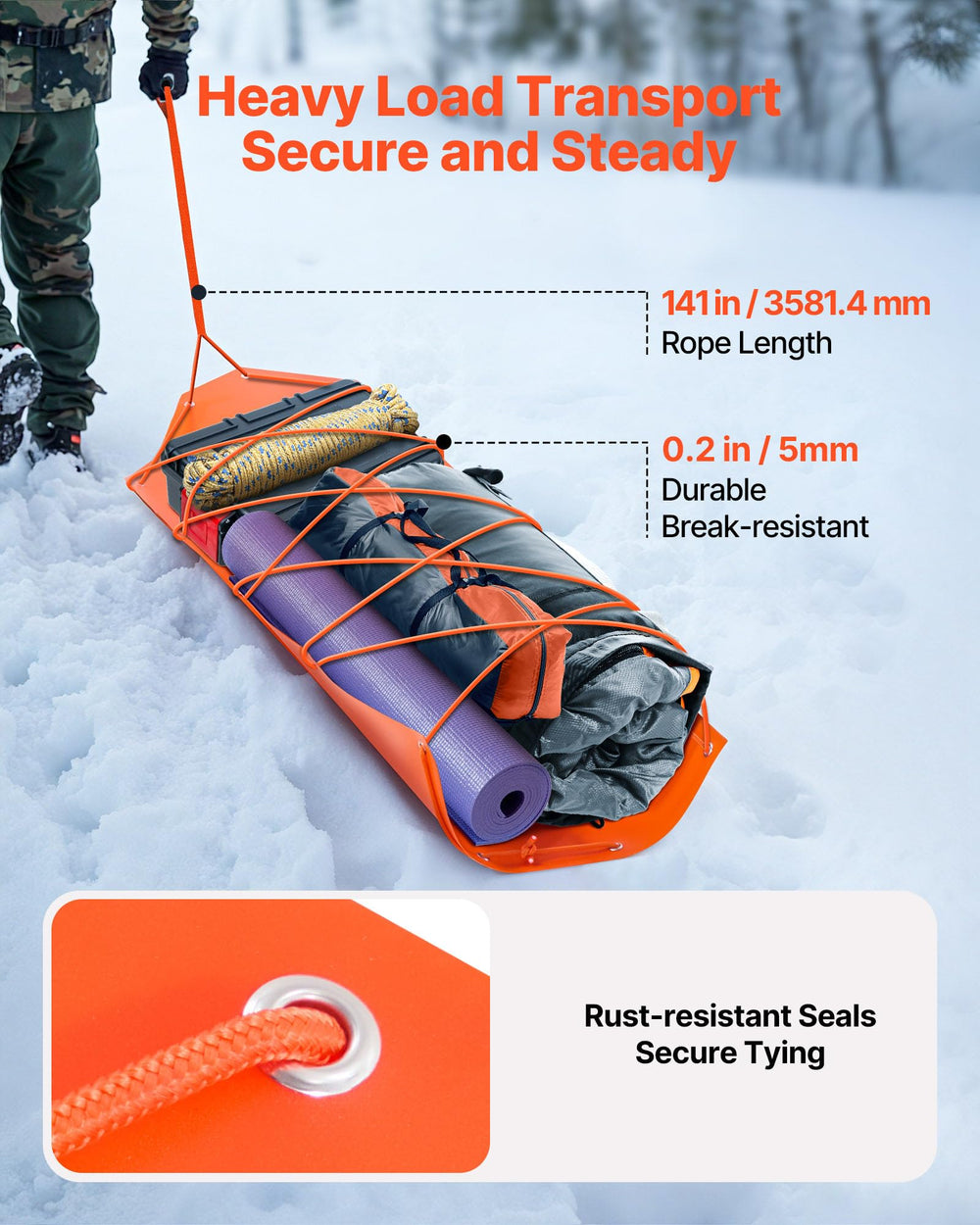 VEVOR Deer Drag Sled tear-resistant PE material close-up