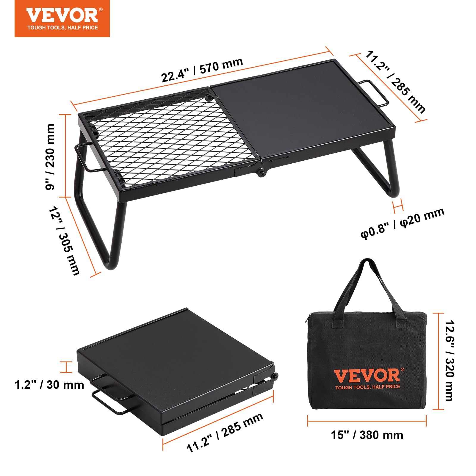 VEVOR diamond-mesh surface provides even heat and reliable food stability