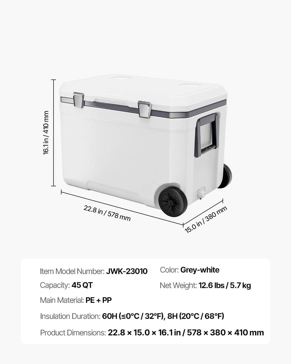 VEVOR built-in drain for melt water disposal