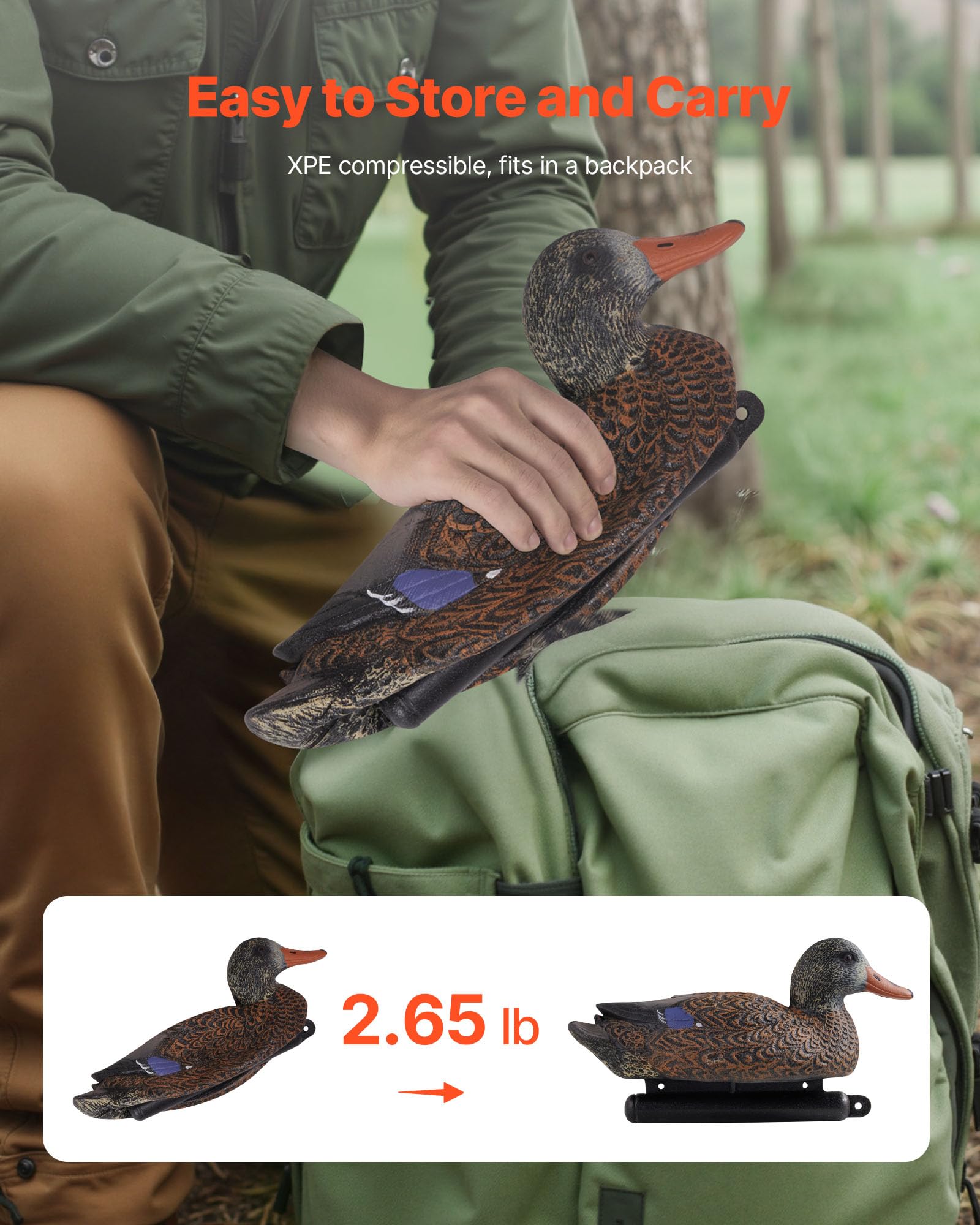 VEVOR Duck Decoys feature compression storage for easy transport and space saving