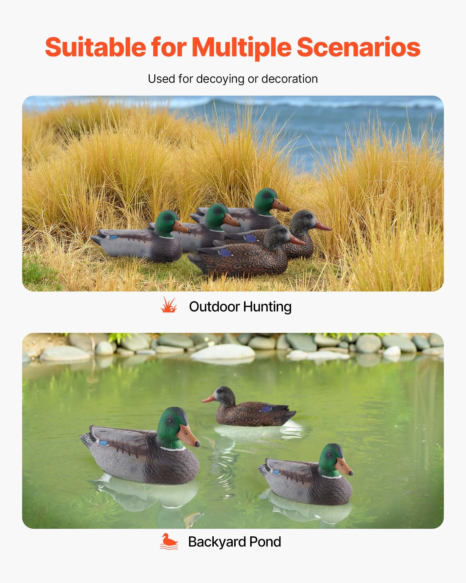 VEVOR Duck Decoys used as garden pond decoration for a natural outdoor look