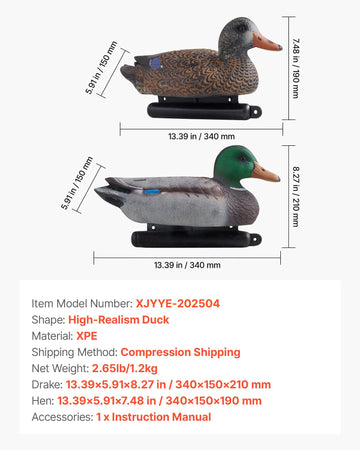 VEVOR Duck Decoys six-bird set demonstrating mixed postures for lifelike scenes