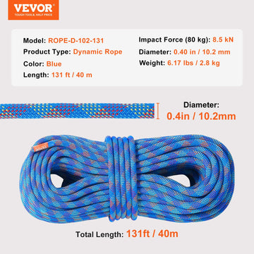 VEVOR rope stretched during outdoor hiking or rescue use.