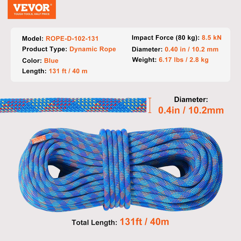 VEVOR rope stretched during outdoor hiking or rescue use.
