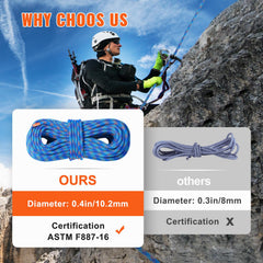 VEVOR rope with steel snap hooks for secure anchoring.