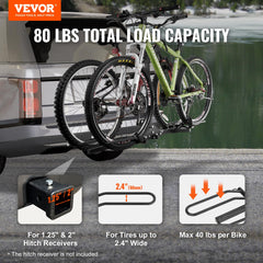 VEVOR ebike rack installed on a car for stable transport