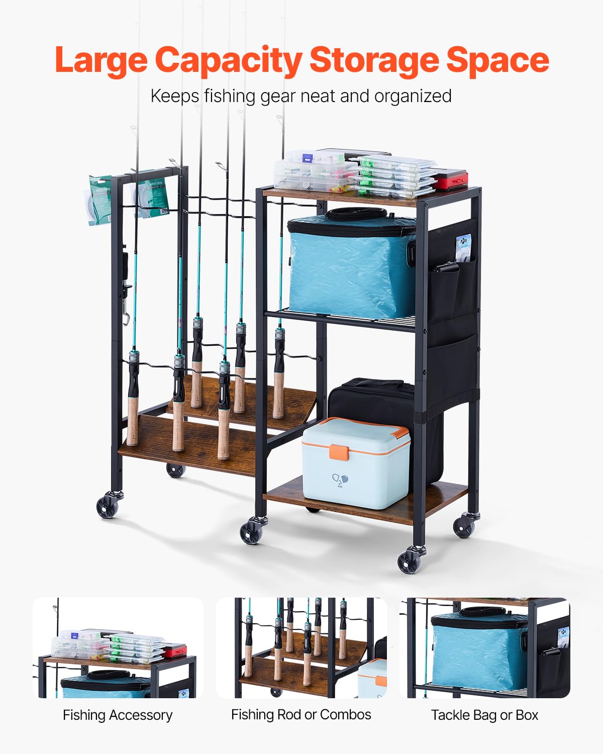 VEVOR fishing rod holder with 360-degree rotation for easy access to rods