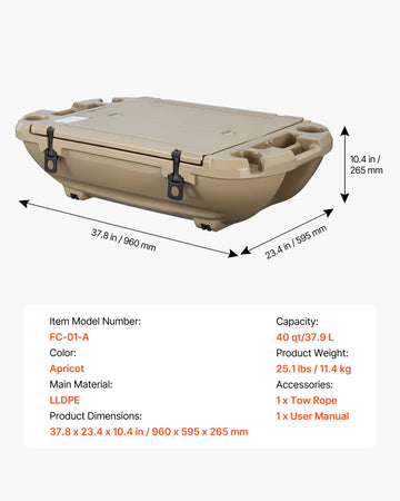 VEVOR apricot floating cooler on a beach scene for versatile use