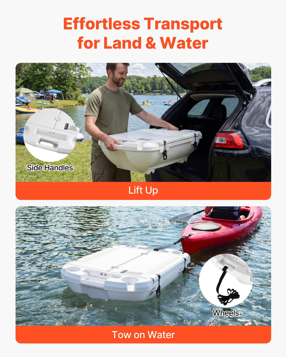 VEVOR 40 qt cooler is lightweight when empty for simple carrying